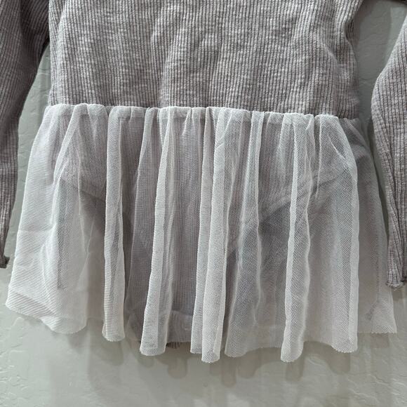 Zara Grey Purple Ribbed Tulle Dance Leotard - Picture 4 of 8